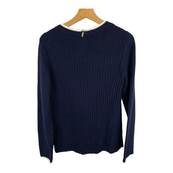 Talbots Womens Textured Popcorn 100% Cotton Tight Knit Sweater Blue size Medium - Picture 2 of 8